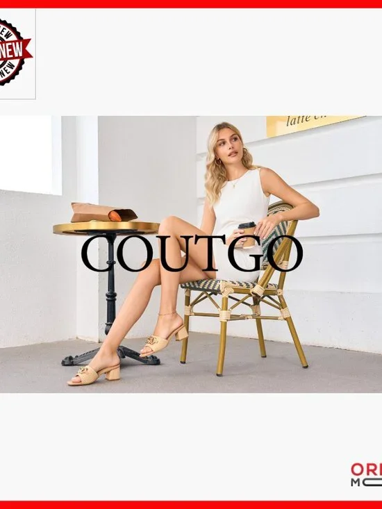 Raffia Slide Sandals Chunky Block Heel Square Open Toe Metal Chain Mules - Picture 3 of 3